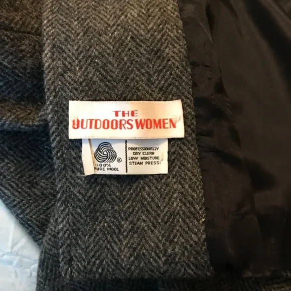 Vintage style 100% wool long coat with herringbone pattern